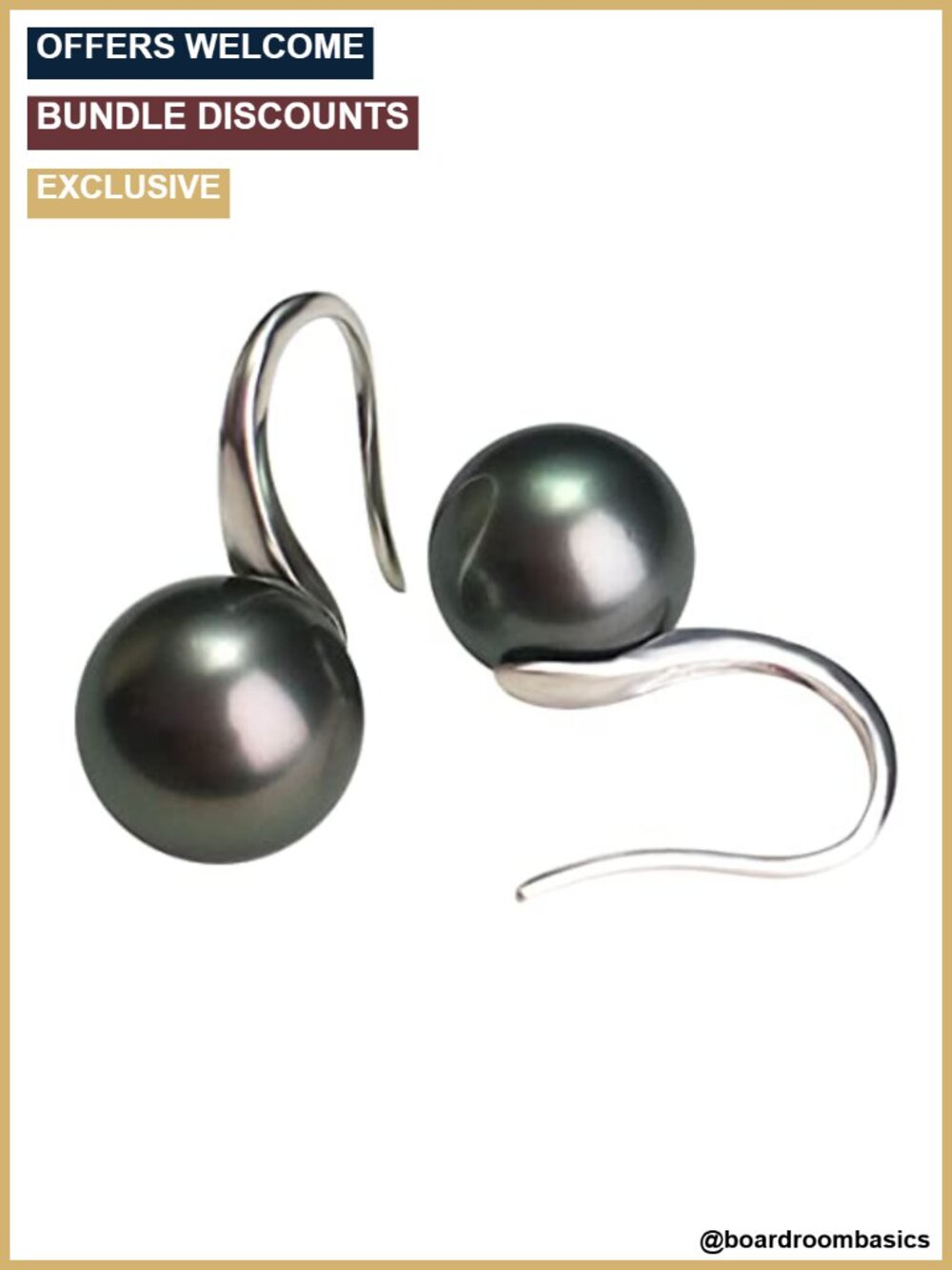 Tahitian Black Pearl Dangle Earrings 18K Gold Plated Sterling Silver